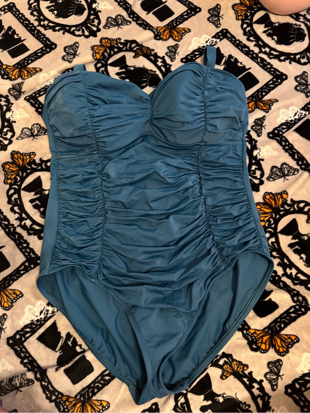 Aqua Green Teal Ruched One-Piece Swimsuit
